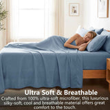 Hotel Soft Bed Sheet Set- Bedding Sheets & Pillowcases -Breathable Bedding - Wrinkle, Fade, Stain Resistant-Deep Pocket Flat Fitted Bed Sheet Set(Ocean,Single) In Australia - Darrahopens