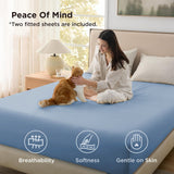 Hotel Soft Bed Sheet Set- Bedding Sheets & Pillowcases -Breathable Bedding - Wrinkle, Fade, Stain Resistant-Deep Pocket Flat Fitted Bed Sheet Set(Ocean,Single)