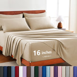 Hotel Soft Bed Sheet Set- Bedding Sheets & Pillowcases -Breathable Bedding - Wrinkle, Fade, Stain Resistant-Deep Pocket Flat Fitted Bed Sheet Set(Camel Beige,Single) In Australia - Darrahopens