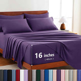 Hotel Soft Bed Sheet Set- Bedding Sheets & Pillowcases -Breathable Bedding - Wrinkle, Fade, Stain Resistant-Deep Pocket Flat Fitted Bed Sheet Set(Purple,Single) In Australia - Darrahopens