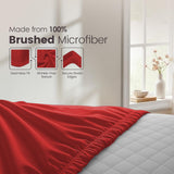Hotel Quality Fitted Sheet - 1 Piece Fitted Sheet  -Breathable Bedding - Wrinkle, Fade, Stain Resistant- 16inch/40cm Deep Pocket Fitted Bed Sheet-Wrinkle and Fade Resistant,(Red,Single)