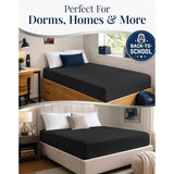 Hotel Quality Fitted Sheet - 1 Piece Fitted Sheet  -Breathable Bedding - Wrinkle, Fade, Stain Resistant- 16inch/40cm Deep Pocket Fitted Bed Sheet-Wrinkle and Fade Resistant,(Black,Single)