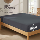 Hotel Quality Fitted Sheet - 1 Piece Fitted Sheet  -Breathable Bedding - Wrinkle, Fade, Stain Resistant- 16inch/40cm Deep Pocket Fitted Bed Sheet-Wrinkle and Fade Resistant,(Dark gray,Single) In Australia - Darrahopens