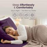 Hotel Quality Fitted Sheet - 1 Piece Fitted Sheet  -Breathable Bedding - Wrinkle, Fade, Stain Resistant- 16inch/40cm Deep Pocket Fitted Bed Sheet-Wrinkle and Fade Resistant,(Purple,Single)