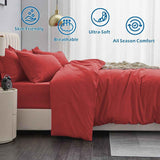 Hotel Soft Microfiber Duvet Cover Set-2000TC Quilt Cover Set & Pillowcases -1 Donna Cover Zipper Closure & 1 x Pillowcases-Breathable Bedding - Wrinkle, Fade, Stain Resistant(Red,Super King) In Australia - Darrahopens