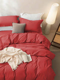Hotel Soft Microfiber Duvet Cover Set-2000TC Quilt Cover Set & Pillowcases -1 Donna Cover Zipper Closure & 1 x Pillowcases-Breathable Bedding - Wrinkle, Fade, Stain Resistant(Red,Super King)