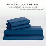 Hotel Soft Microfiber Duvet Cover Set-2000TC Quilt Cover Set & Pillowcases -1 Donna Cover Zipper Closure & 1 x Pillowcases-Breathable Bedding - Wrinkle, Fade, Stain Resistant(Navy,Super King)