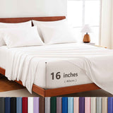 Hotel Soft Bed Sheet Set- Bedding Sheets & Pillowcases -Breathable Bedding - Wrinkle, Fade, Stain Resistant-Deep Pocket Flat Fitted Bed Sheet Set(White,Super King) In Australia - Darrahopens