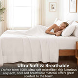 Hotel Soft Bed Sheet Set- Bedding Sheets & Pillowcases -Breathable Bedding - Wrinkle, Fade, Stain Resistant-Deep Pocket Flat Fitted Bed Sheet Set(White,Super King) In Australia - Darrahopens