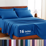 Hotel Soft Bed Sheet Set- Bedding Sheets & Pillowcases -Breathable Bedding - Wrinkle, Fade, Stain Resistant-Deep Pocket Flat Fitted Bed Sheet Set(Royal blue,Super King)