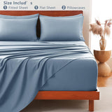 Hotel Soft Bed Sheet Set- Bedding Sheets & Pillowcases -Breathable Bedding - Wrinkle, Fade, Stain Resistant-Deep Pocket Flat Fitted Bed Sheet Set(Ocean,Super King)