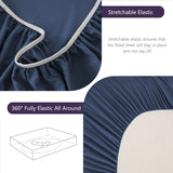 Hotel Soft Bed Sheet Set- Bedding Sheets & Pillowcases -Breathable Bedding - Wrinkle, Fade, Stain Resistant-Deep Pocket Flat Fitted Bed Sheet Set(Navy,Super King)