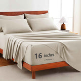 Hotel Soft Bed Sheet Set- Bedding Sheets & Pillowcases -Breathable Bedding - Wrinkle, Fade, Stain Resistant-Deep Pocket Flat Fitted Bed Sheet Set(Cream White,Super King) In Australia - Darrahopens