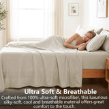 Hotel Soft Bed Sheet Set- Bedding Sheets & Pillowcases -Breathable Bedding - Wrinkle, Fade, Stain Resistant-Deep Pocket Flat Fitted Bed Sheet Set(Cream White,Super King) In Australia - Darrahopens