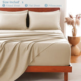 Hotel Soft Bed Sheet Set- Bedding Sheets & Pillowcases -Breathable Bedding - Wrinkle, Fade, Stain Resistant-Deep Pocket Flat Fitted Bed Sheet Set(Camel Beige,Super King) In Australia - Darrahopens