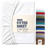 Hotel Quality Fitted Sheet - 1 Piece Fitted Sheet  -Breathable Bedding - Wrinkle, Fade, Stain Resistant- 16inch/40cm Deep Pocket Fitted Bed Sheet-Wrinkle and Fade Resistant,(White,Super King) In Australia - Darrahopens