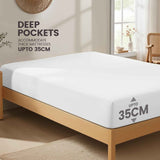 Hotel Quality Fitted Sheet - 1 Piece Fitted Sheet  -Breathable Bedding - Wrinkle, Fade, Stain Resistant- 16inch/40cm Deep Pocket Fitted Bed Sheet-Wrinkle and Fade Resistant,(White,Super King) In Australia - Darrahopens