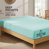 Hotel Quality Fitted Sheet - 1 Piece Fitted Sheet  -Breathable Bedding - Wrinkle, Fade, Stain Resistant- 16inch/40cm Deep Pocket Fitted Bed Sheet-Wrinkle and Fade Resistant,(Ice blue,Super King)