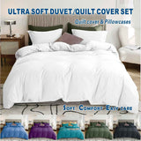 3 Piece Hotel Soft Microfiber Quilt Cover Set-2000TC Duvet/Donna Cover Set & Pillowcases -1 Quilt Cover Zipper Closure & 1 x Pillowcases-Breathable Bedding - Wrinkle, Fade, Stain Resistant(White,Double)