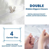 3 Piece Hotel Soft Microfiber Quilt Cover Set-2000TC Duvet/Donna Cover Set & Pillowcases -1 Quilt Cover Zipper Closure & 1 x Pillowcases-Breathable Bedding - Wrinkle, Fade, Stain Resistant(White,Double)