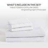 3 Piece Hotel Soft Microfiber Quilt Cover Set-2000TC Duvet/Donna Cover Set & Pillowcases -1 Quilt Cover Zipper Closure & 1 x Pillowcases-Breathable Bedding - Wrinkle, Fade, Stain Resistant(White,Double)