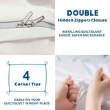 3 Piece Hotel Soft Microfiber Quilt Cover Set-2000TC Duvet/Donna Cover Set & Pillowcases -1 Quilt Cover Zipper Closure & 1 x Pillowcases-Breathable Bedding - Wrinkle, Fade, Stain Resistant(Raw white,Double)