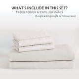 3 Piece Hotel Soft Microfiber Quilt Cover Set-2000TC Duvet/Donna Cover Set & Pillowcases -1 Quilt Cover Zipper Closure & 1 x Pillowcases-Breathable Bedding - Wrinkle, Fade, Stain Resistant(Raw white,Double)
