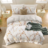 3 Piece Hotel Soft Microfiber Quilt Cover Set-2000TC Duvet/Donna Cover Set & Pillowcases -1 Quilt Cover Zipper Closure & 1 x Pillowcases-Breathable Bedding - Wrinkle, Fade, Stain Resistant(Marble Gleam,Double)