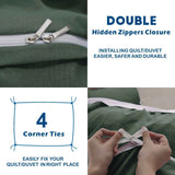 3 Piece Hotel Soft Microfiber Quilt Cover Set-2000TC Duvet/Donna Cover Set & Pillowcases -1 Quilt Cover Zipper Closure & 1 x Pillowcases-Breathable Bedding - Wrinkle, Fade, Stain Resistant(Olive green,Double)