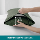 3 Piece Hotel Soft Microfiber Quilt Cover Set-2000TC Duvet/Donna Cover Set & Pillowcases -1 Quilt Cover Zipper Closure & 1 x Pillowcases-Breathable Bedding - Wrinkle, Fade, Stain Resistant(Olive green,Double)