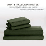 3 Piece Hotel Soft Microfiber Quilt Cover Set-2000TC Duvet/Donna Cover Set & Pillowcases -1 Quilt Cover Zipper Closure & 1 x Pillowcases-Breathable Bedding - Wrinkle, Fade, Stain Resistant(Olive green,Double)