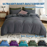 3 Piece Hotel Soft Microfiber Quilt Cover Set-2000TC Duvet/Donna Cover Set & Pillowcases -1 Quilt Cover Zipper Closure & 1 x Pillowcases-Breathable Bedding - Wrinkle, Fade, Stain Resistant(Dark gray,Double)
