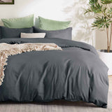 3 Piece Hotel Soft Microfiber Quilt Cover Set-2000TC Duvet/Donna Cover Set & Pillowcases -1 Quilt Cover Zipper Closure & 1 x Pillowcases-Breathable Bedding - Wrinkle, Fade, Stain Resistant(Dark gray,Double)