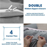 3 Piece Hotel Soft Microfiber Quilt Cover Set-2000TC Duvet/Donna Cover Set & Pillowcases -1 Quilt Cover Zipper Closure & 1 x Pillowcases-Breathable Bedding - Wrinkle, Fade, Stain Resistant(Grey,King)