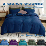 3 Piece Hotel Soft Microfiber Quilt Cover Set-2000TC Duvet/Donna Cover Set & Pillowcases -1 Quilt Cover Zipper Closure & 1 x Pillowcases-Breathable Bedding - Wrinkle, Fade, Stain Resistant(Navy,King)
