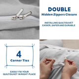 3 Piece Hotel Soft Microfiber Quilt Cover Set-2000TC Duvet/Donna Cover Set & Pillowcases -1 Quilt Cover Zipper Closure & 1 x Pillowcases-Breathable Bedding - Wrinkle, Fade, Stain Resistant(Silver-gray,King)
