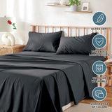 4 Piece Bed Sheet Set- Bedding Sheets & Pillowcases -Breathable Bedding - Wrinkle, Fade, Stain Resistant-Deep Pocket Flat Fitted Bed Sheet Set(Black,King)
