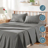 4 Piece Bed Sheet Set- Bedding Sheets & Pillowcases -Breathable Bedding - Wrinkle, Fade, Stain Resistant-Deep Pocket Flat Fitted Bed Sheet Set(Grey,King)