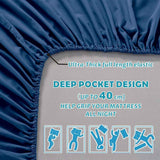 4 Piece Bed Sheet Set- Bedding Sheets & Pillowcases -Breathable Bedding - Wrinkle, Fade, Stain Resistant-Deep Pocket Flat Fitted Bed Sheet Set(Navy,King)