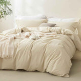 2 Piece Hotel Soft Microfiber Quilt Cover Set-2000TC Duvet/Donna Cover Set & Pillowcases -1 Quilt Cover Zipper Closure & 1 x Pillowcases-Breathable Bedding - Wrinkle, Fade, Stain Resistant(Cream White,King Single)