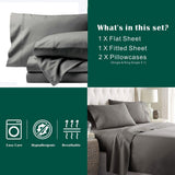 3 Piece Bed Sheet Set- Bedding Sheets & Pillowcases -Breathable Bedding - Wrinkle, Fade, Stain Resistant-Deep Pocket Flat Fitted Bed Sheet Set(Grey,King Single)