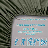 3 Piece Bed Sheet Set- Bedding Sheets & Pillowcases -Breathable Bedding - Wrinkle, Fade, Stain Resistant-Deep Pocket Flat Fitted Bed Sheet Set(Olive green,King Single)