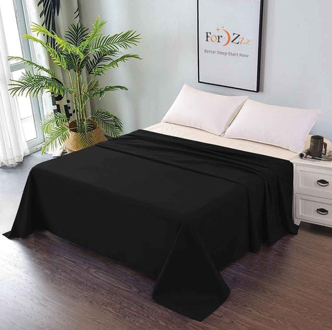 Elegant Comfort Premium Hotel Quality 1-Piece King Single Flat Sheet, Luxury and Softest 2000 Thread Count Bedding Flat Sheet(King Single,Black)