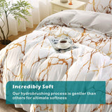 3 Piece Hotel Soft Microfiber Quilt Cover Set-2000TC Duvet/Donna Cover Set & Pillowcases -1 Quilt Cover Zipper Closure & 1 x Pillowcases-Breathable Bedding - Wrinkle, Fade, Stain Resistant(Marble Gleam,Queen)
