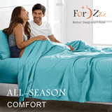 4 Piece Bed Sheet Set- Bedding Sheets & Pillowcases -Breathable Bedding - Wrinkle, Fade, Stain Resistant-Deep Pocket Flat Fitted Bed Sheet Set(Ice Blue,Queen)