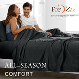 4 Piece Bed Sheet Set- Bedding Sheets & Pillowcases -Breathable Bedding - Wrinkle, Fade, Stain Resistant-Deep Pocket Flat Fitted Bed Sheet Set(Black,Queen)