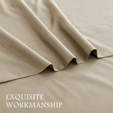 4 Piece Bed Sheet Set- Bedding Sheets & Pillowcases -Breathable Bedding - Wrinkle, Fade, Stain Resistant-Deep Pocket Flat Fitted Bed Sheet Set(Cream White,Queen)
