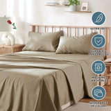 4 Piece Bed Sheet Set- Bedding Sheets & Pillowcases -Breathable Bedding - Wrinkle, Fade, Stain Resistant-Deep Pocket Flat Fitted Bed Sheet Set(Cream White,Queen)