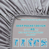 4 Piece Bed Sheet Set- Bedding Sheets & Pillowcases -Breathable Bedding - Wrinkle, Fade, Stain Resistant-Deep Pocket Flat Fitted Bed Sheet Set(Silver-gray,Queen)