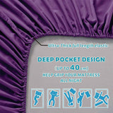 4 Piece Bed Sheet Set- Bedding Sheets & Pillowcases -Breathable Bedding - Wrinkle, Fade, Stain Resistant-Deep Pocket Flat Fitted Bed Sheet Set(Purple,Queen)
